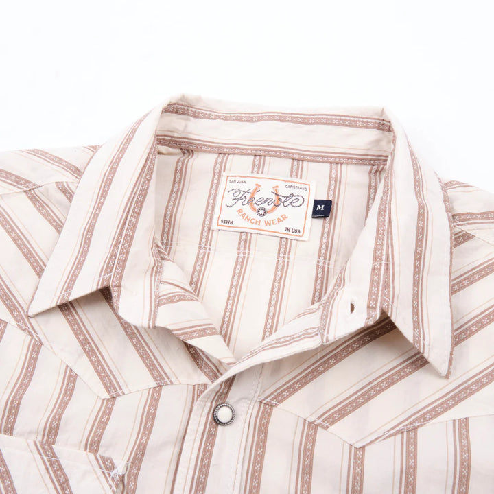 Freenote Cloth Calico Short Sleeve - Brown Stripe