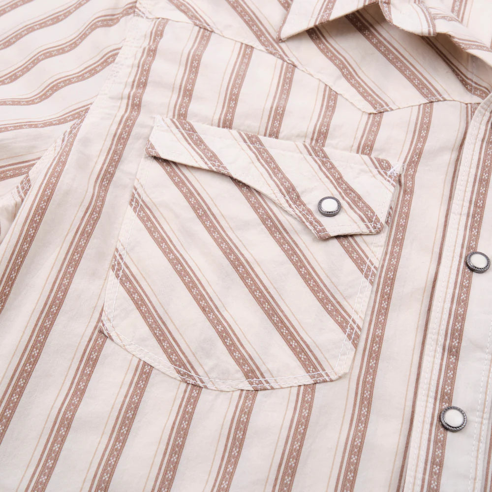 Freenote Cloth Calico Short Sleeve - Brown Stripe