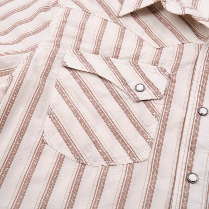 Freenote Cloth Calico Short Sleeve - Brown Stripe
