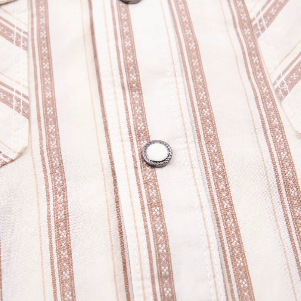 Freenote Cloth Calico Short Sleeve - Brown Stripe