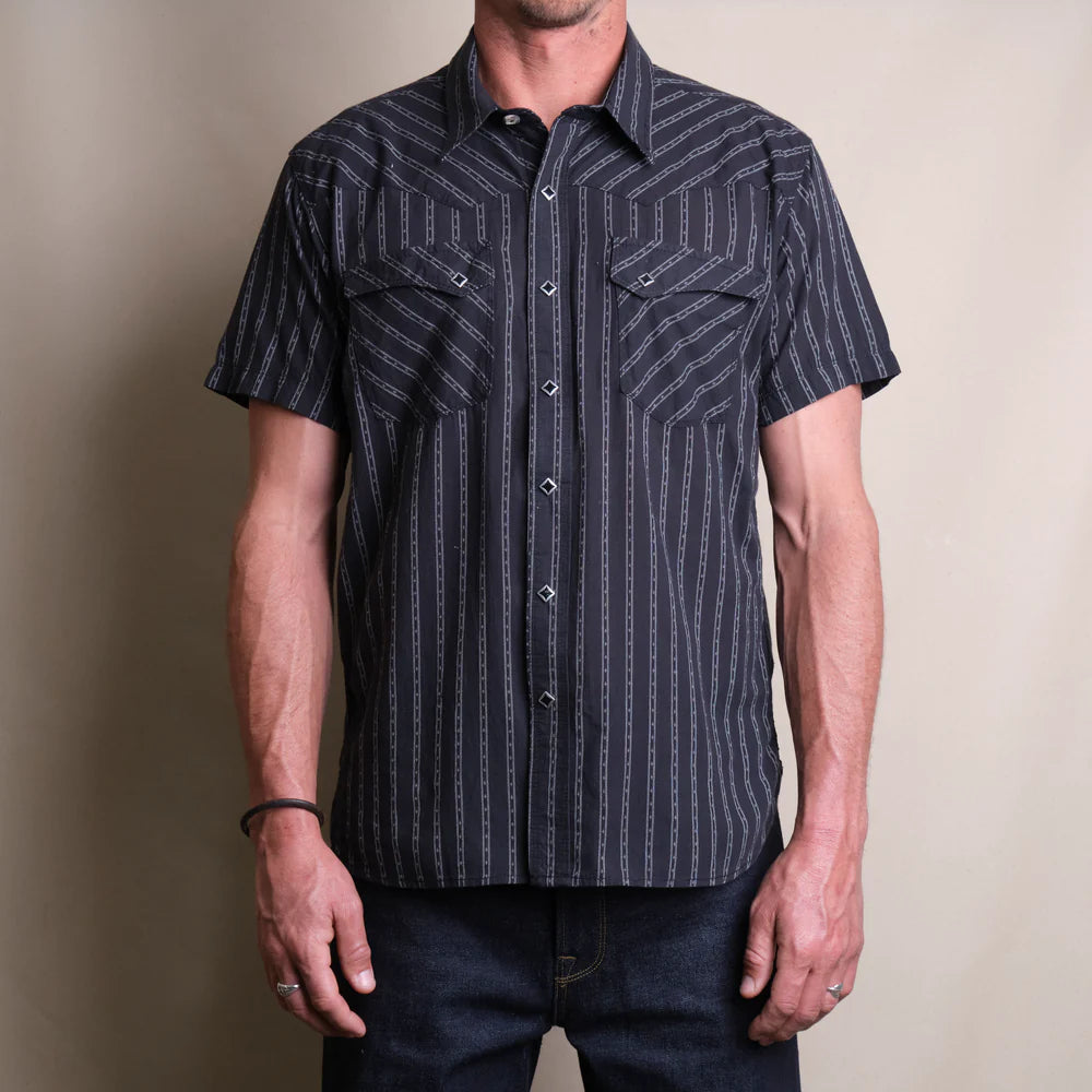 Freenote Cloth Calico Short Sleeve - Black Stripe