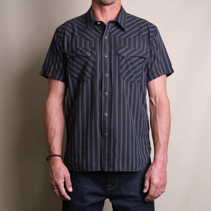 Freenote Cloth Calico Short Sleeve - Black Stripe