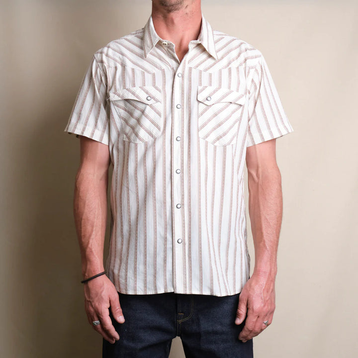 Freenote Cloth Calico Short Sleeve - Brown Stripe