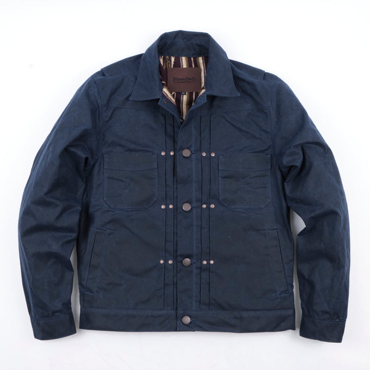 Freenote Cloth Riders Jacket Waxed Canvas - Navy