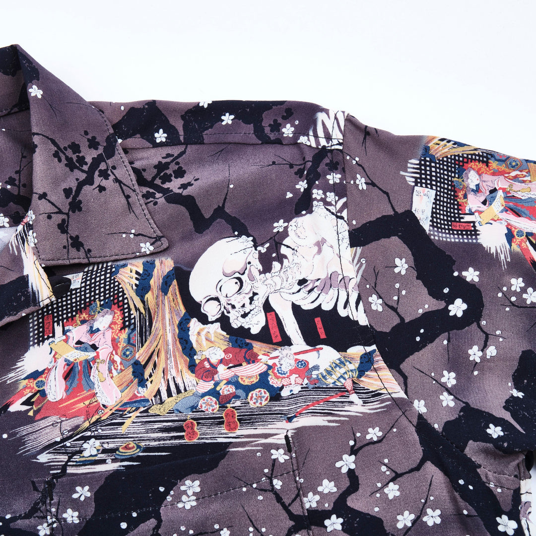 Freenote Cloth Hawaiian - Charcoal Skeleton