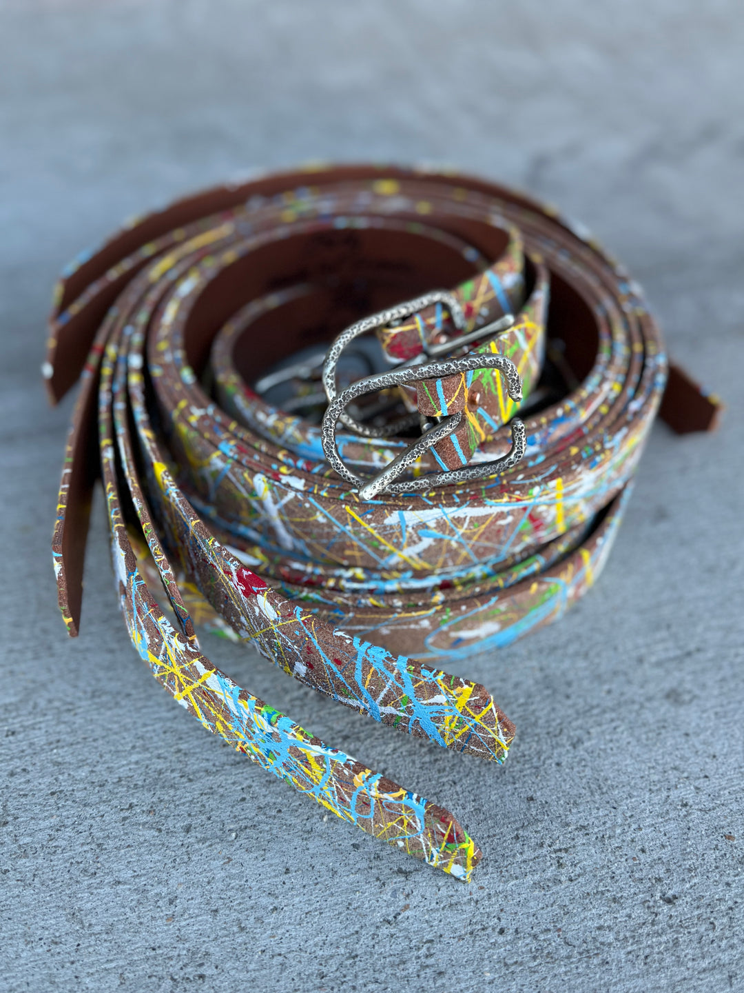 Billy Made For Friends Roughout Paint Splatter Leather Belt