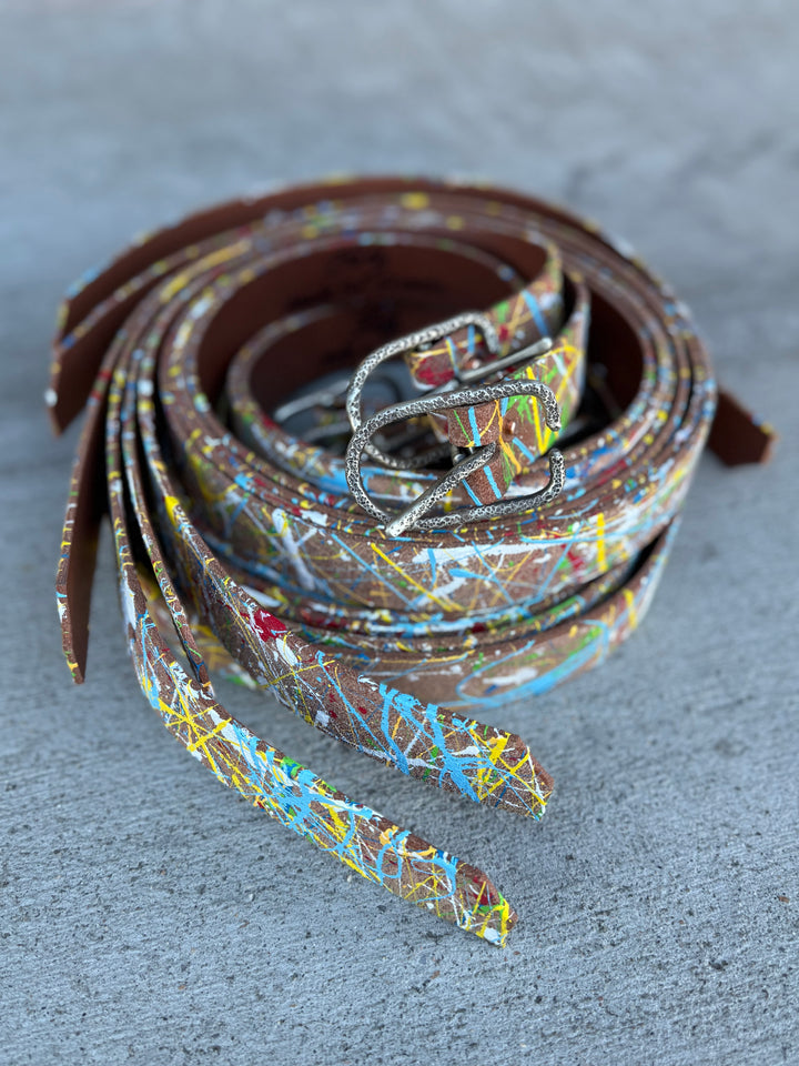 Billy Made For Friends Roughout Paint Splatter Leather Belt