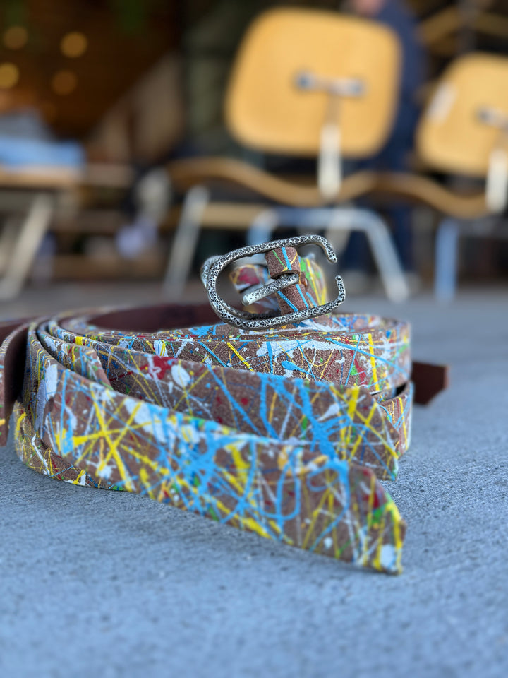Billy Made For Friends Roughout Paint Splatter Leather Belt