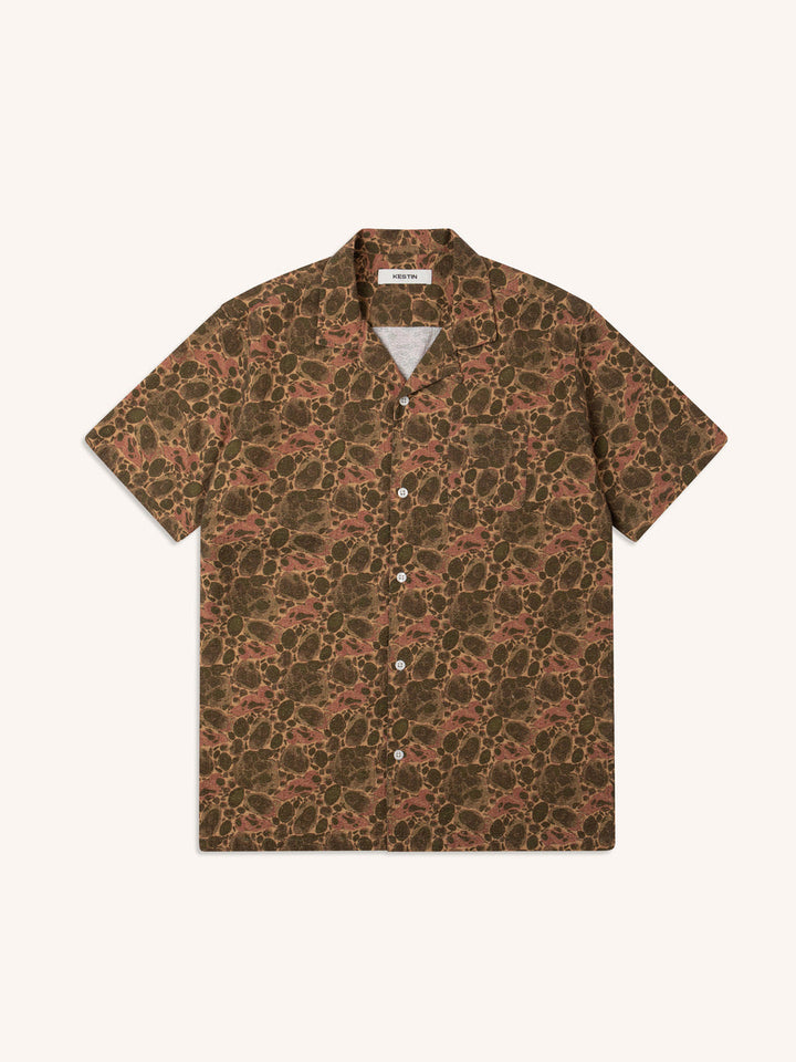 Kestin - Crammond Shirt in Olive Marble Textured Cotton