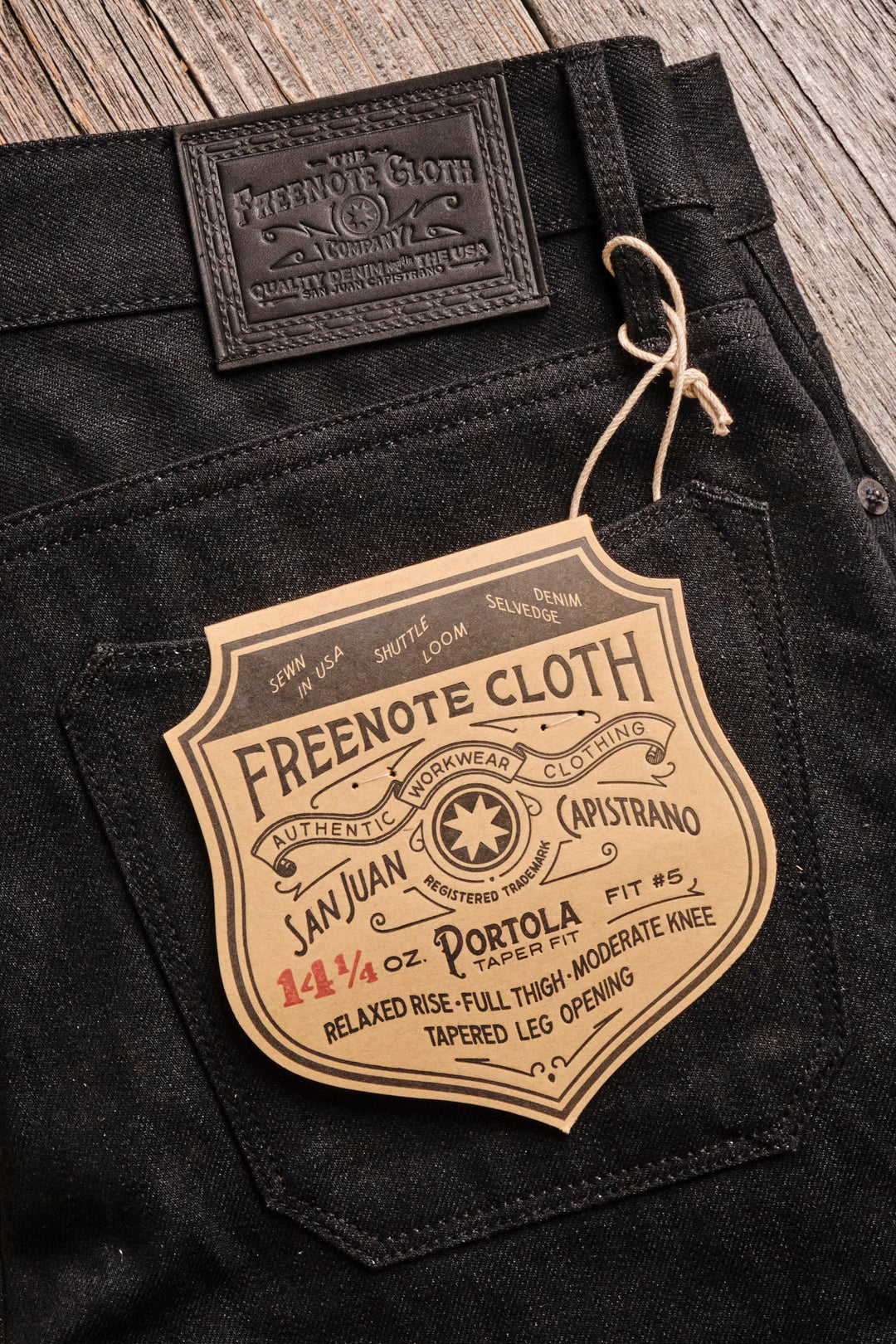 Freenote Cloth Portola Classic Taper Raw 14.25oz - Black Grey