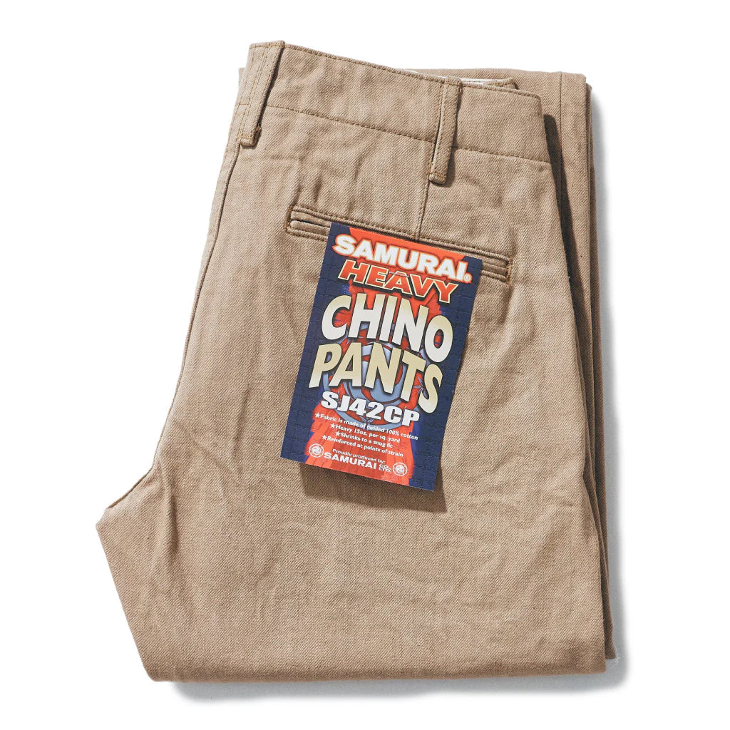 Samurai 15oz Heavy Chino Trousers [SJ42CP] - Khaki – Berkeley Supply