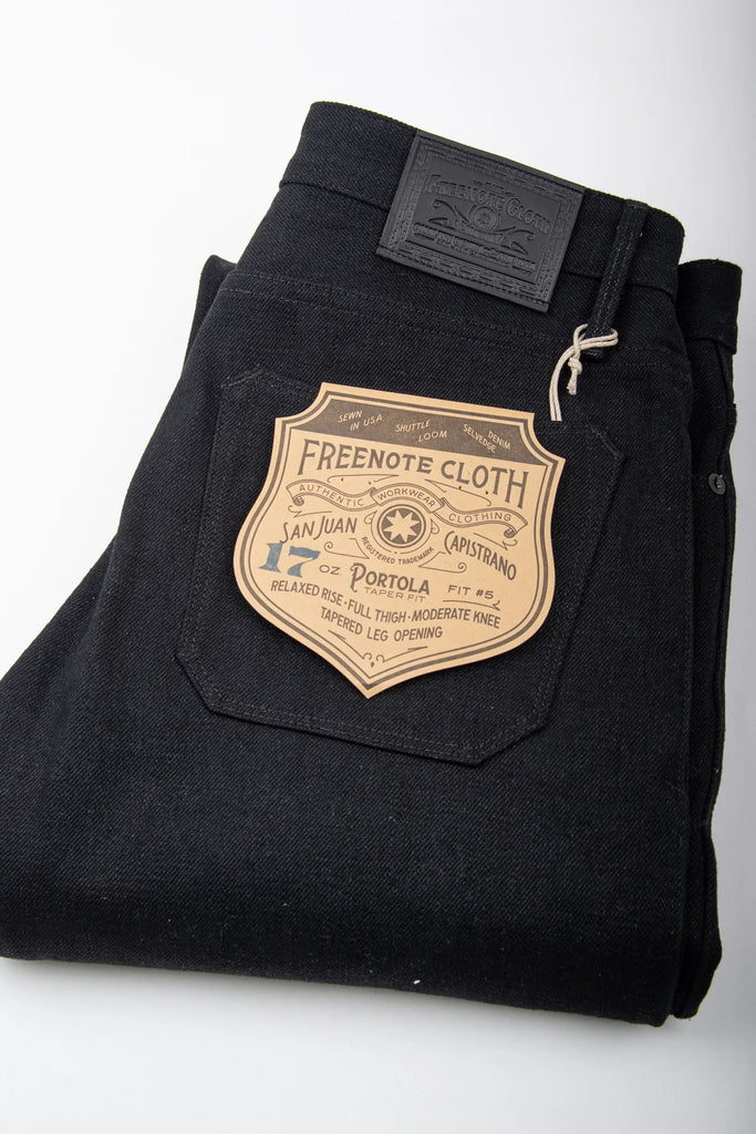 Freenote Cloth Portola Classic Taper 17oz Black Denim