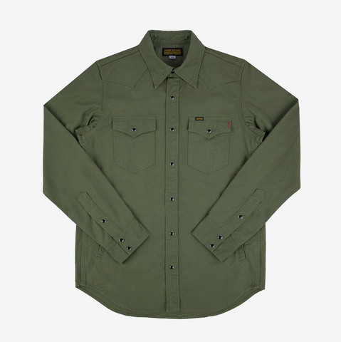 Iron Heart - 9oz Military Serge CPO Shirt - Olive IHSH-381-OLV