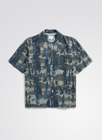 Norse Projects Mads Relaxed Print Shirt - Steel Blue