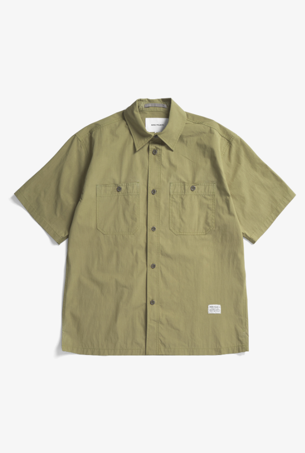 Norse Projects Ivan Tech Poplin Short Sleeve Shirt - Moss Green