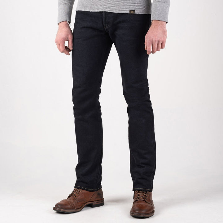 Iron Heart 555 21oz Selvedge Denim Super Slim Cut Jeans - Indigo Overdyed Black