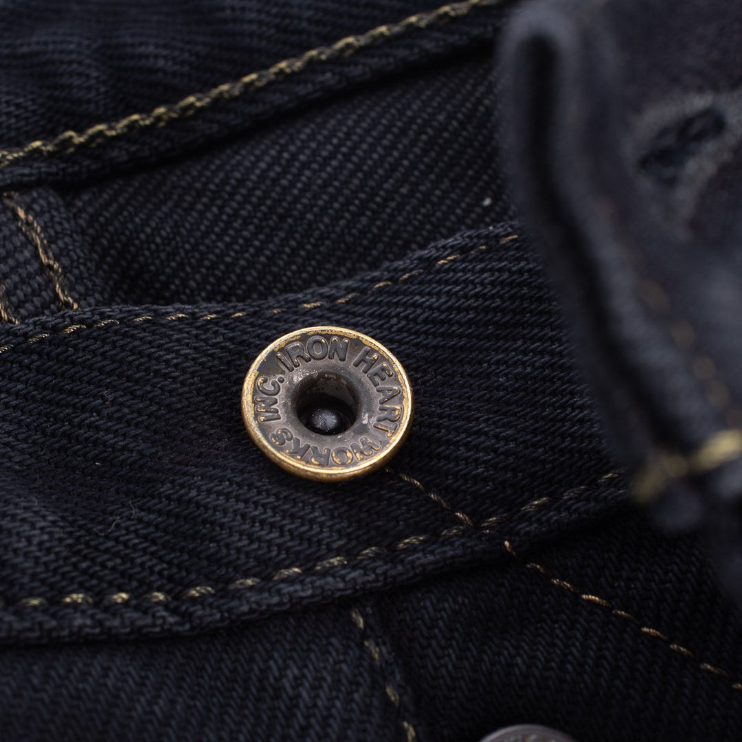 Iron Heart 555 21oz Selvedge Denim Super Slim Cut Jeans - Indigo Overdyed Black