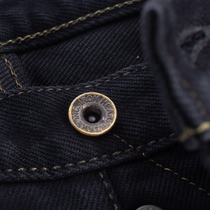 Iron Heart 555 21oz Selvedge Denim Super Slim Cut Jeans - Indigo Overdyed Black
