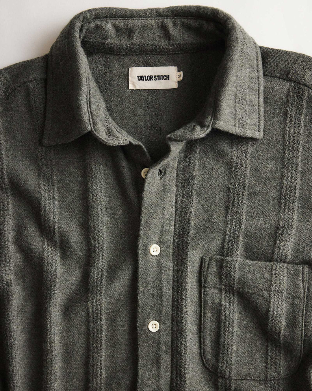 Taylor Stitch - Short Sleeve California in Heather Olive Pointelle Stripe