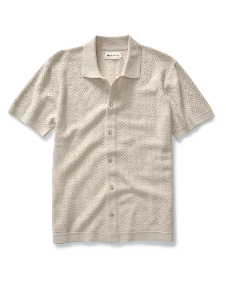 Taylor Stitch - Button Down Polo in Heather Oat Herringbone