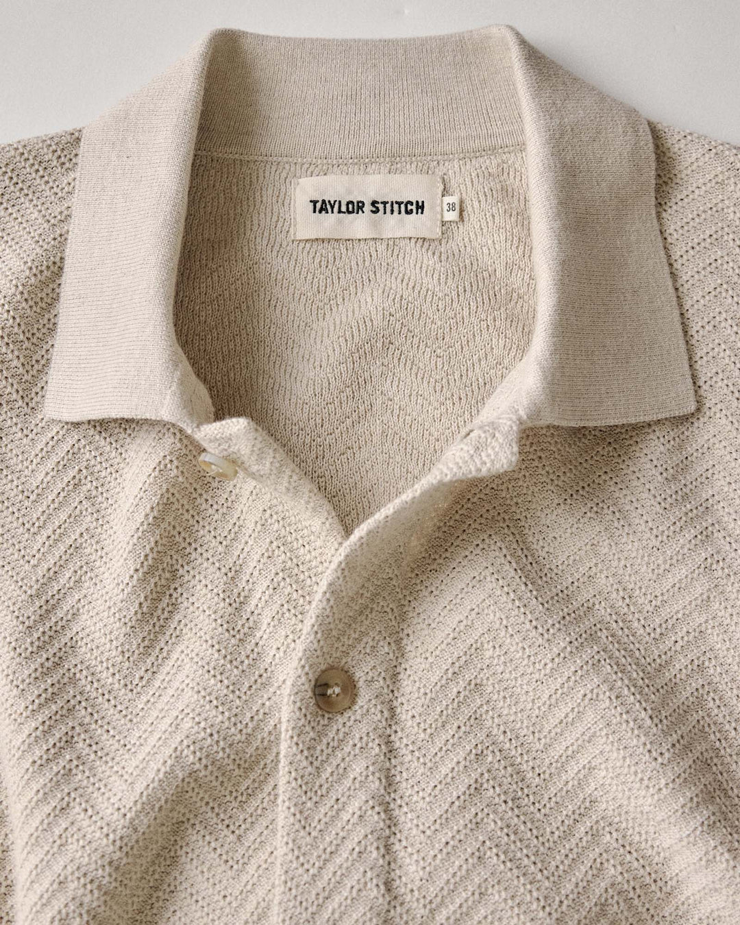 Taylor Stitch - Button Down Polo in Heather Oat Herringbone