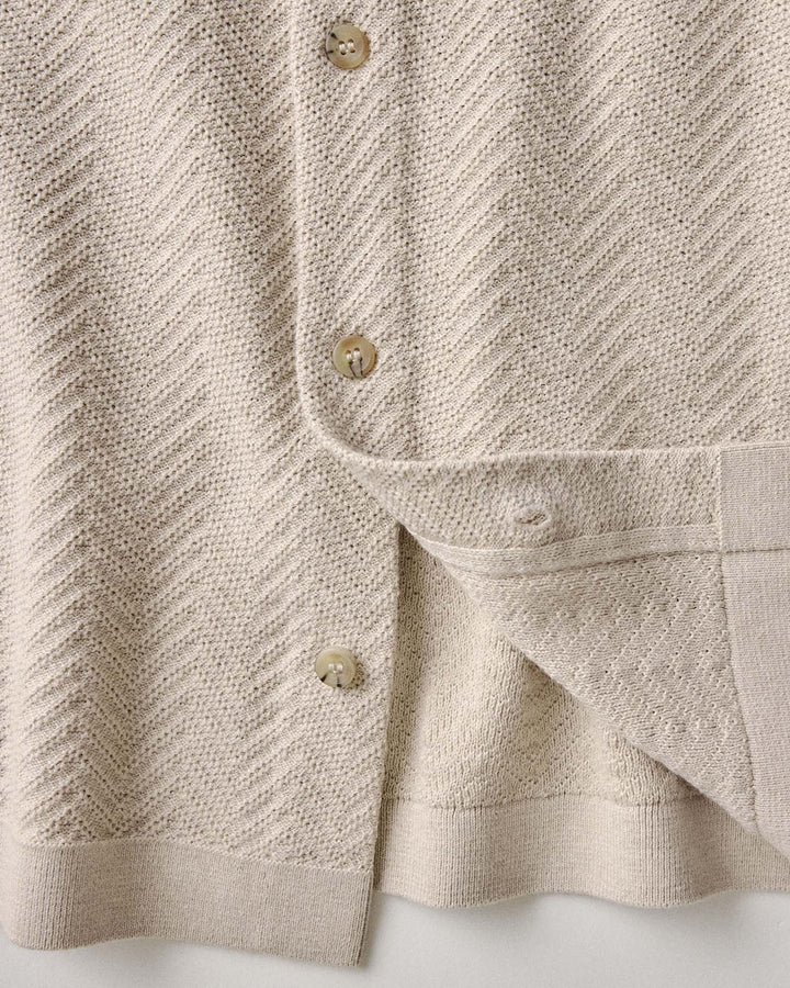 Taylor Stitch - Button Down Polo in Heather Oat Herringbone