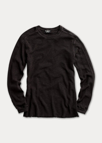 RRL Long-sleeve Textured Cotton Waffle Knit - Faded Black Canvas