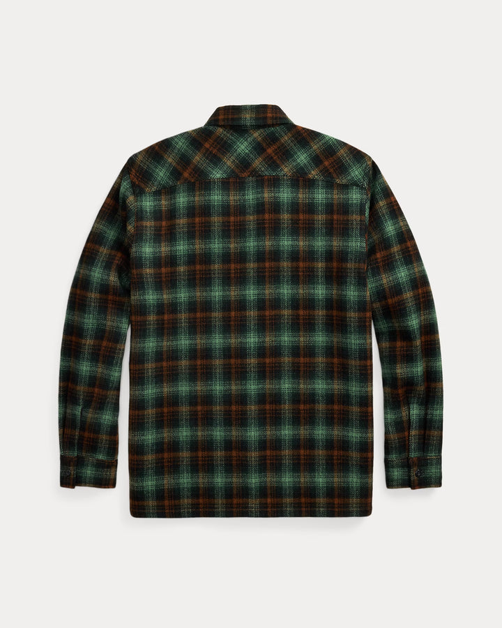 RRL Plaid Wool Twill Overshirt - Green Multi