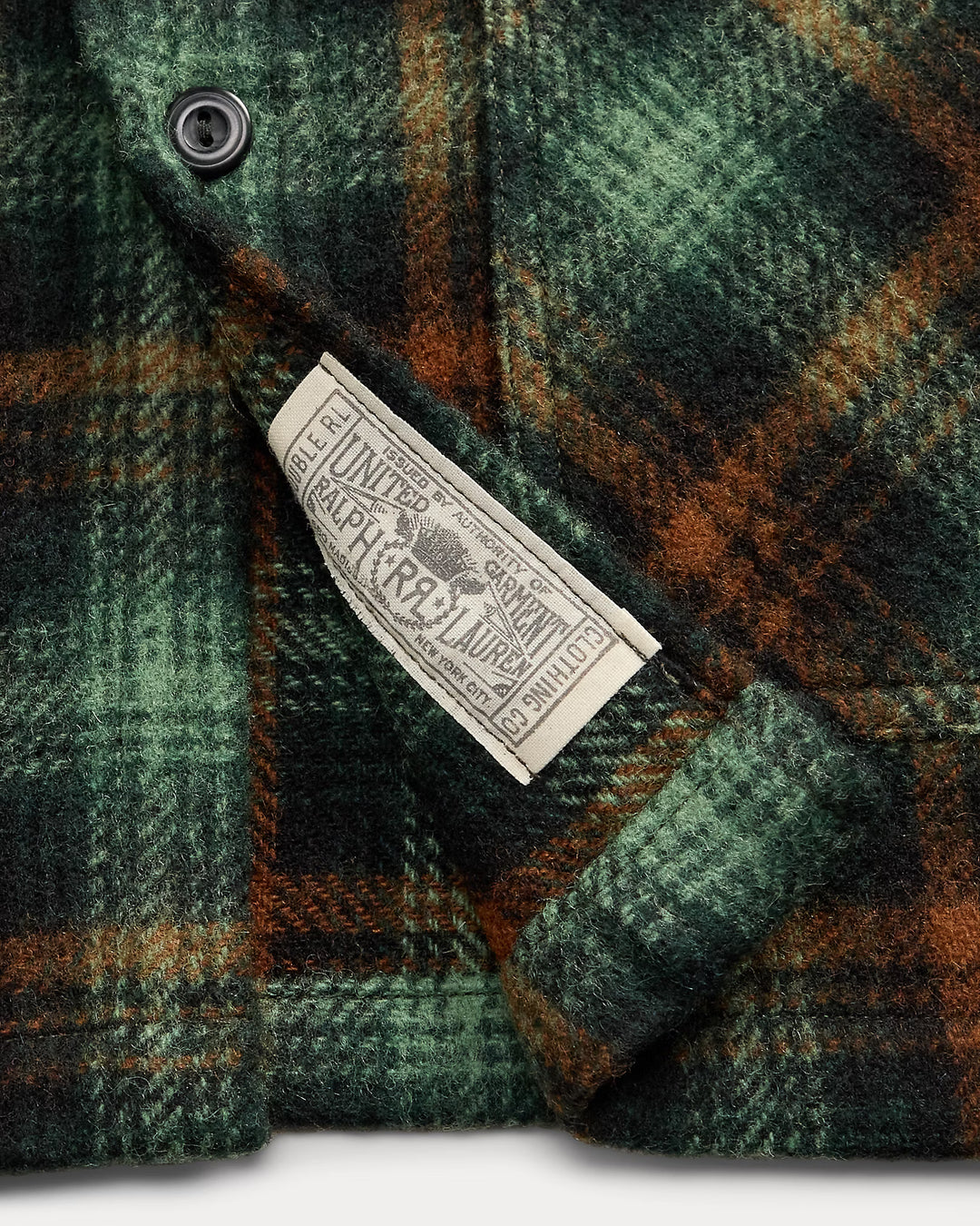 RRL Plaid Wool Twill Overshirt - Green Multi