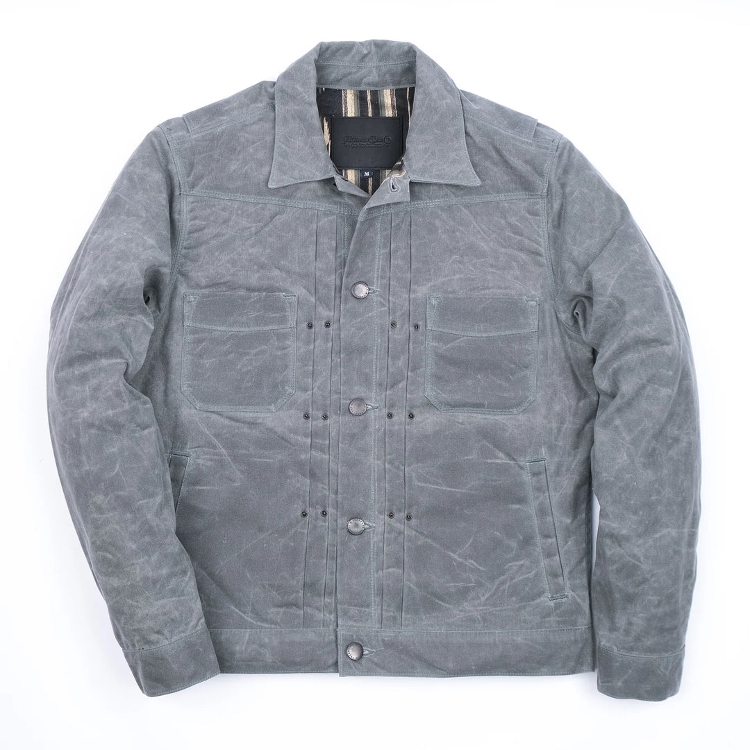 Freenote Cloth Riders Jacket Waxed Canvas - Charcoal