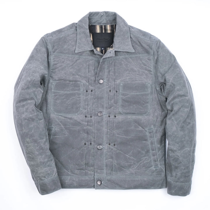 Freenote Cloth Riders Jacket Waxed Canvas - Charcoal