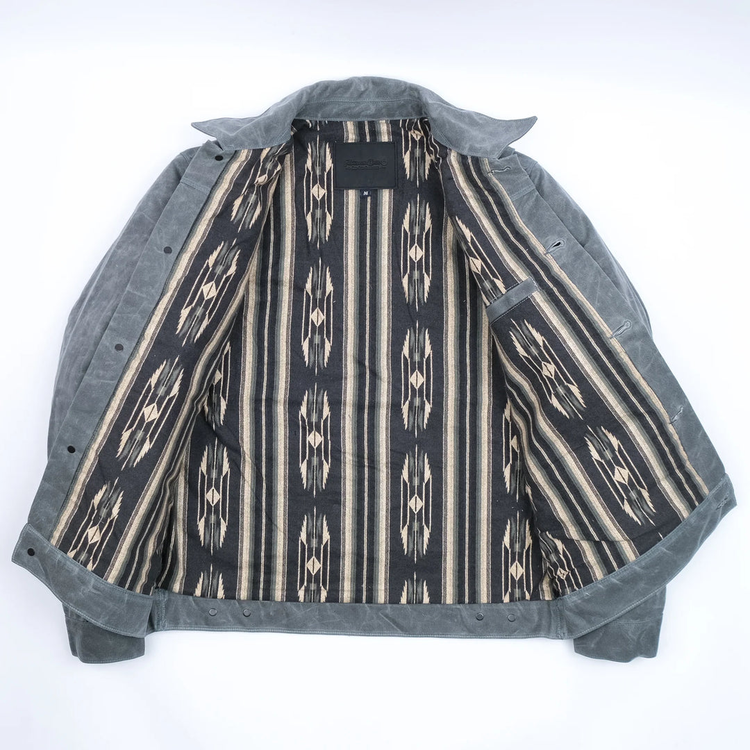 Freenote Cloth Riders Jacket Waxed Canvas - Charcoal