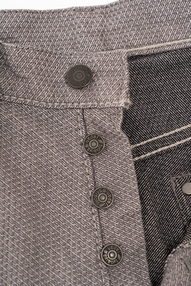 Pure Blue Japan Woven Sashiko Relaxed Tapered Pant - Heather gray x Black [1177-GRY]