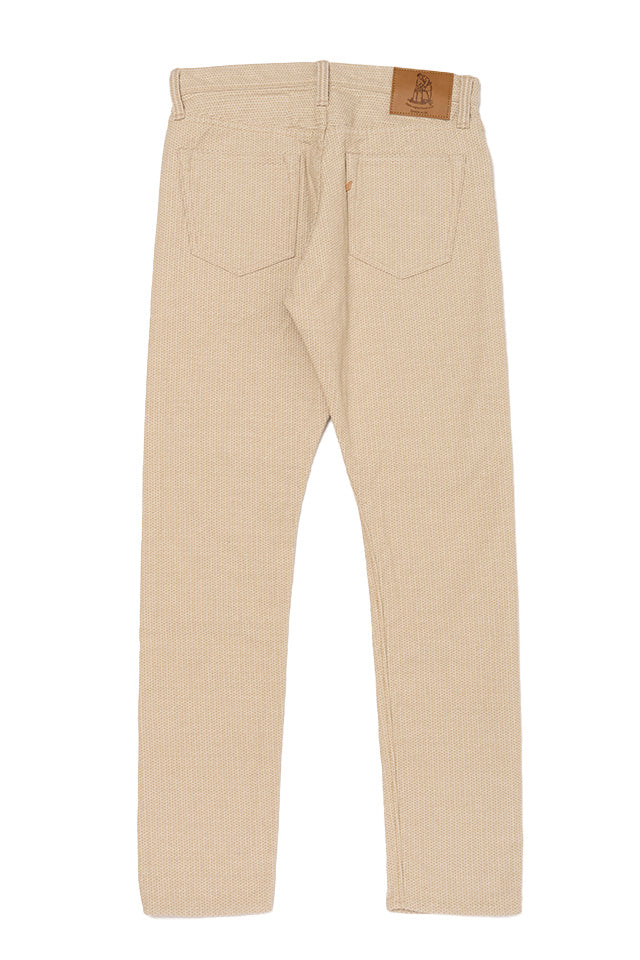 Pure Blue Japan Woven Sashiko Relaxed Tapered Pant - Ivory x Beige [1177-IV]
