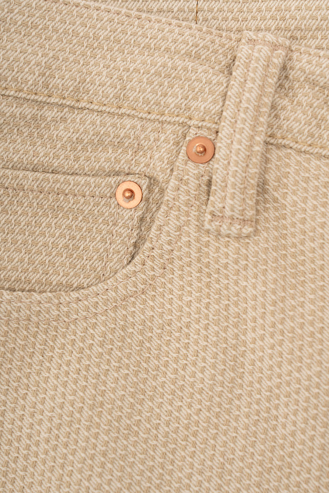 Pure Blue Japan Woven Sashiko Relaxed Tapered Pant - Ivory x Beige [1177-IV]