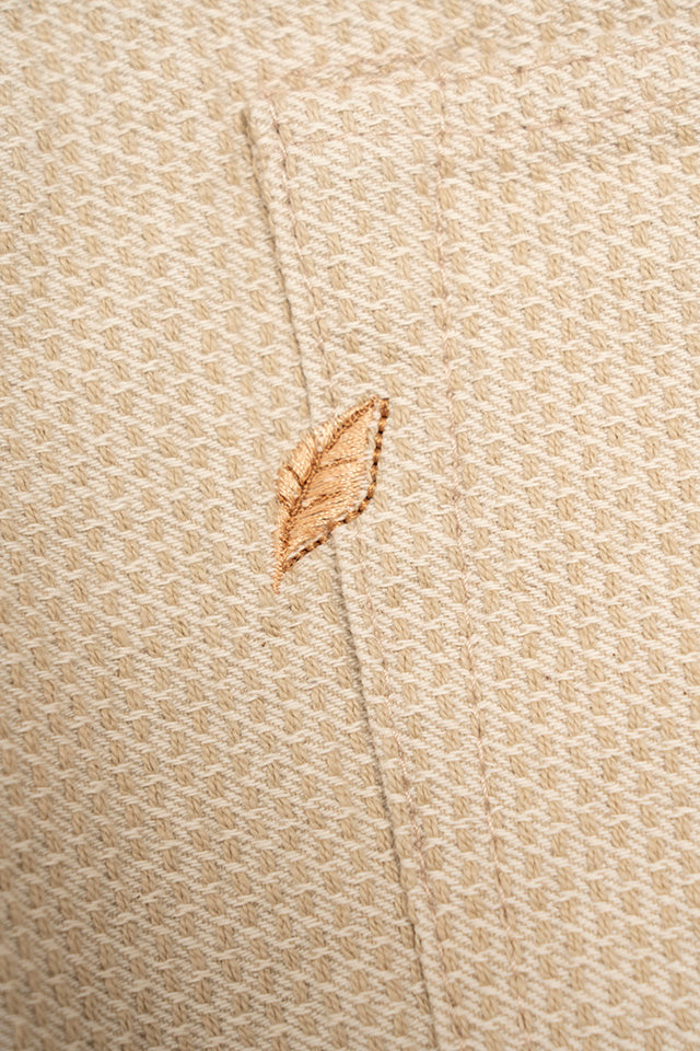 Pure Blue Japan Woven Sashiko Relaxed Tapered Pant - Ivory x Beige [1177-IV]