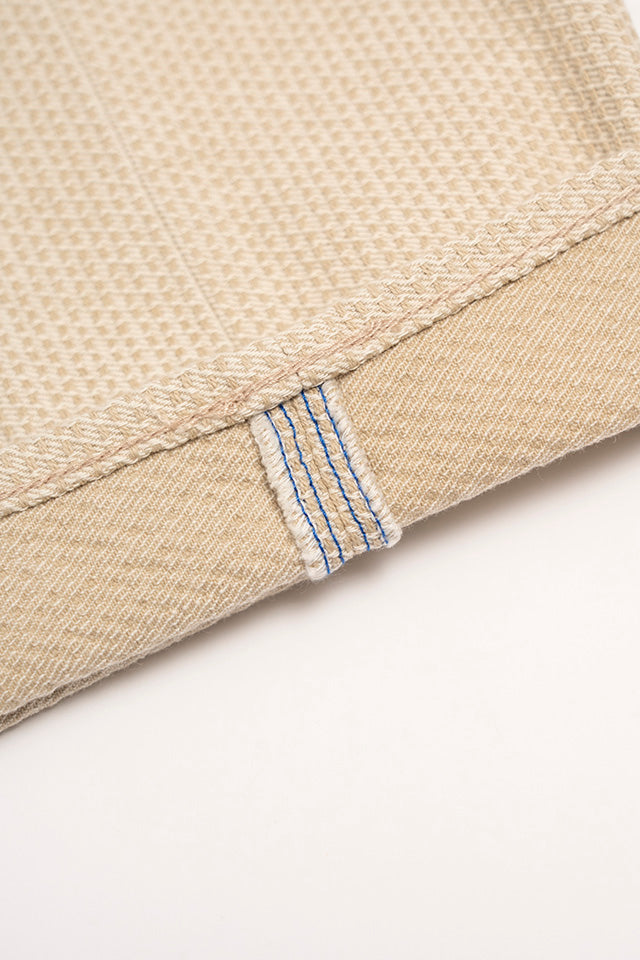 Pure Blue Japan Woven Sashiko Relaxed Tapered Pant - Ivory x Beige [1177-IV]