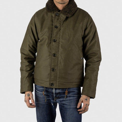 Iron Heart Oiled Whipcord N1 Deck Jacket - Olive
