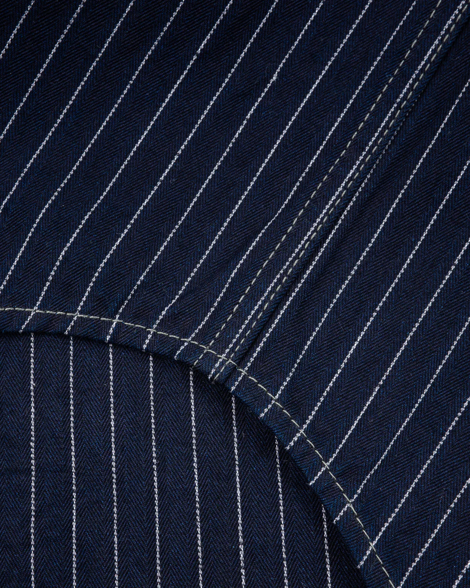 Iron Heart 8.5oz Herringbone Stripe Western Shirt - Indigo