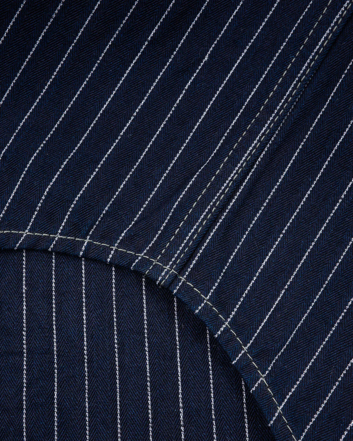 Iron Heart 8.5oz Herringbone Stripe Western Shirt - Indigo