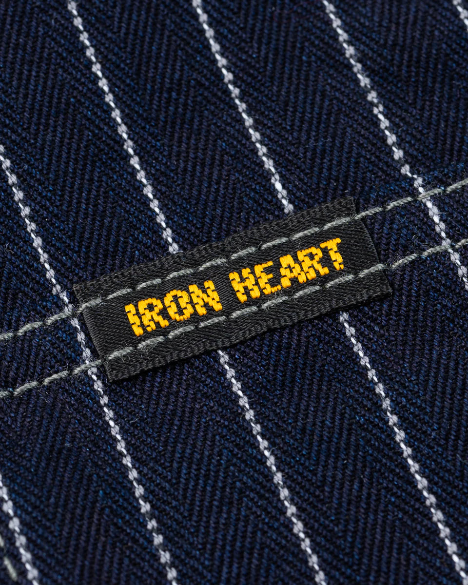 Iron Heart 8.5oz Herringbone Stripe Western Shirt - Indigo