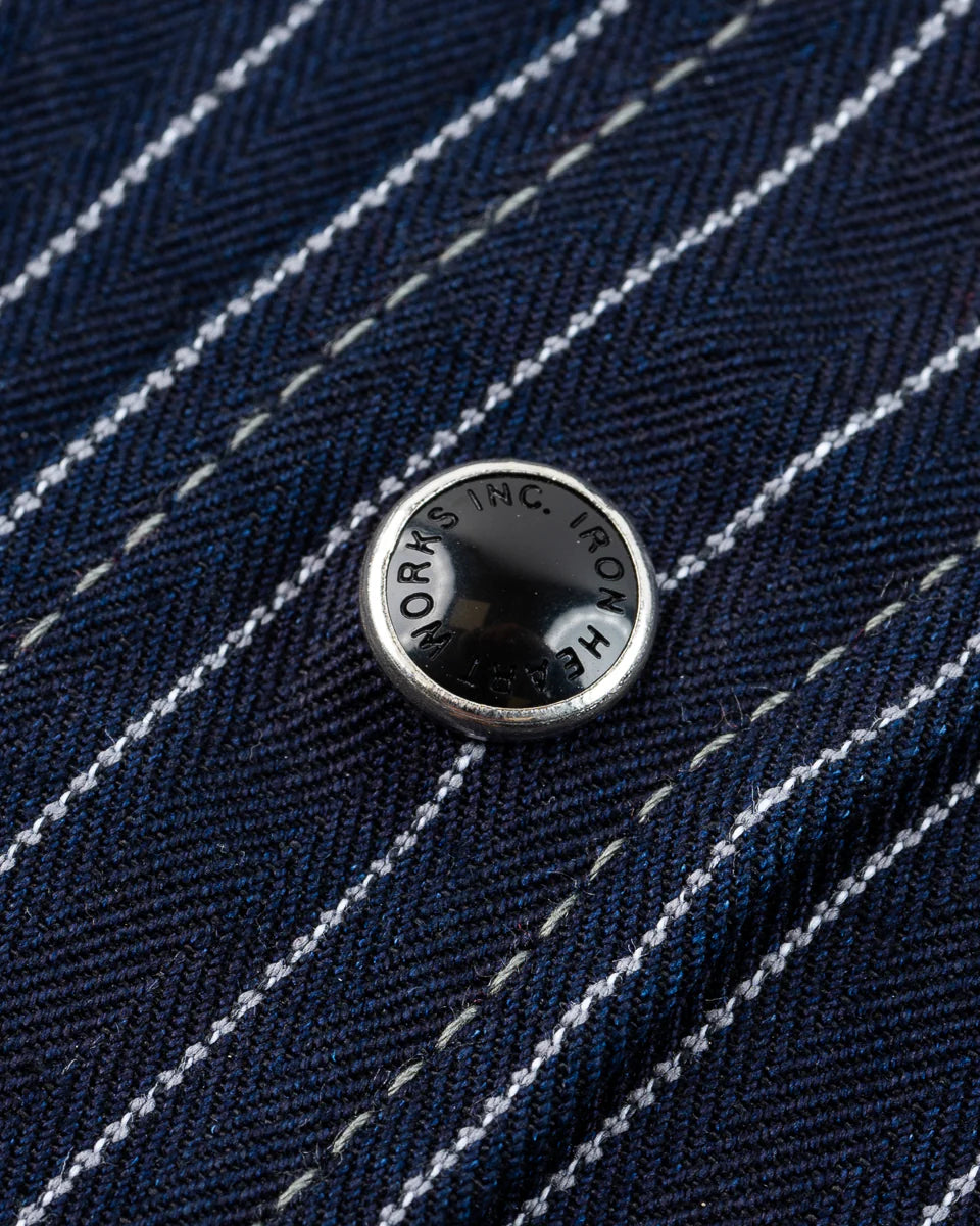Iron Heart 8.5oz Herringbone Stripe Western Shirt - Indigo
