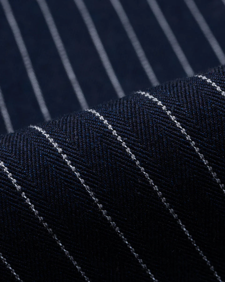 Iron Heart 8.5oz Herringbone Stripe Western Shirt - Indigo