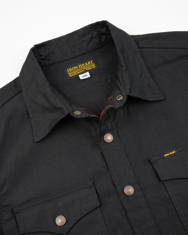 Iron Heart 8oz Military Whipcord CPO Shirt - Black