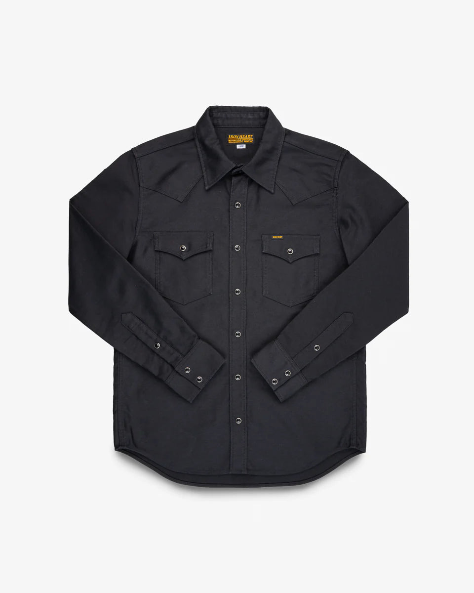 Iron Heart 12oz Military Moleskin Western Shirt - Black