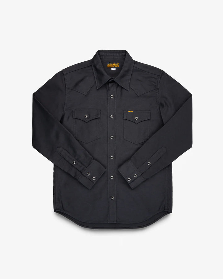 Iron Heart 12oz Military Moleskin Western Shirt - Black