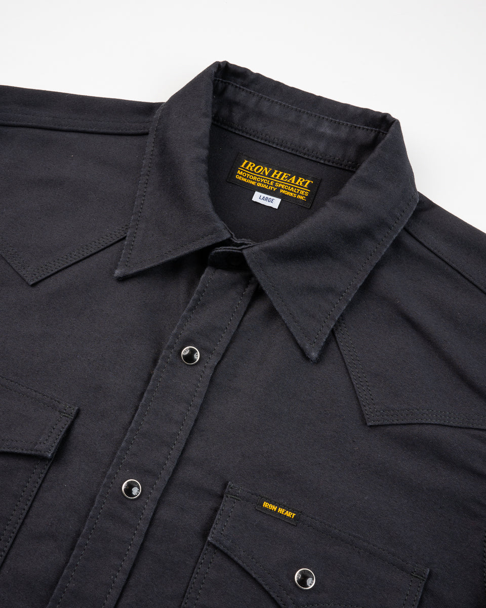 Iron Heart 12oz Military Moleskin Western Shirt - Black