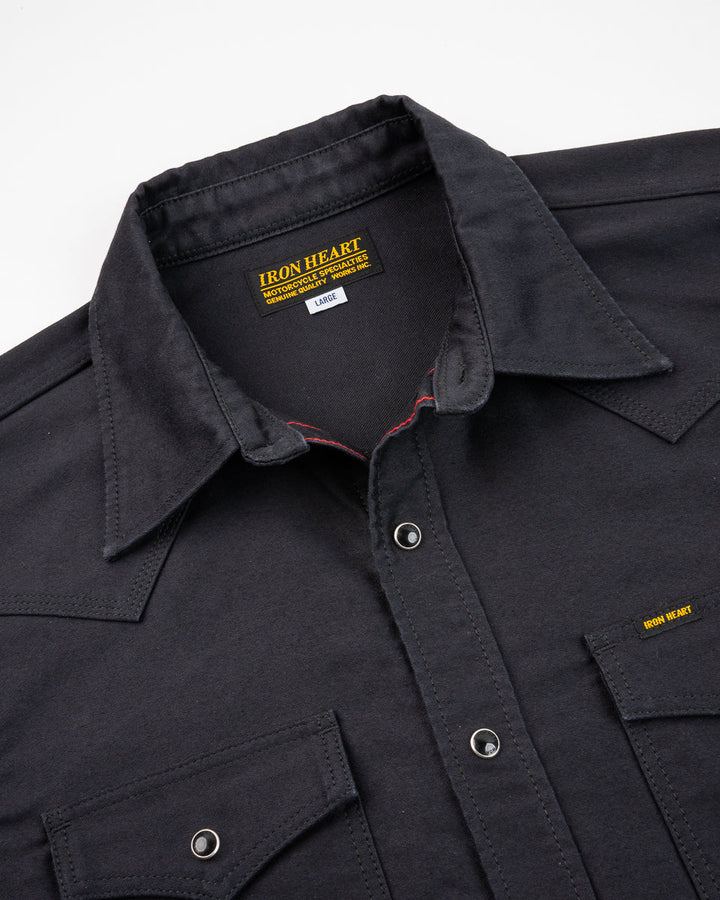 Iron Heart 12oz Military Moleskin Western Shirt - Black