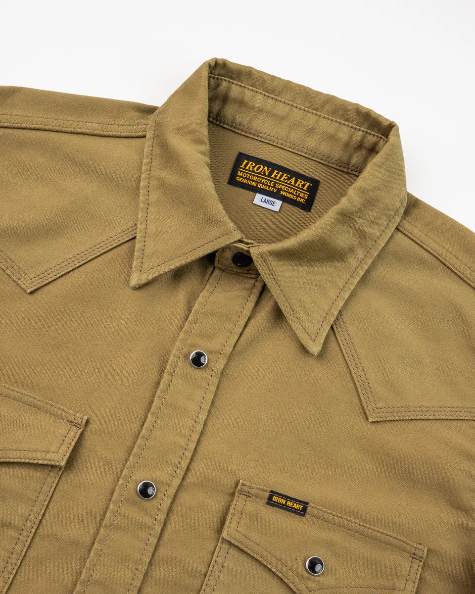 Iron Heart 12oz Military Moleskin Western Shirt - Khaki