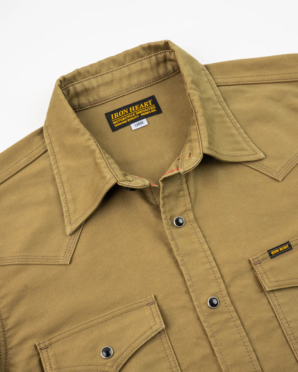 Iron Heart 12oz Military Moleskin Western Shirt - Khaki